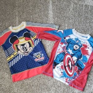 2 - Size 7/8 Disney swim shirts